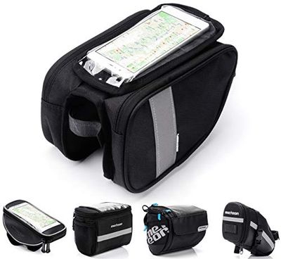 meteor Borsa Telaio Bici Borsone Manubrio Bicicletta Borsone Impermeabile Touch Screen Cellulari Supporto Adatta per Un massimo di 6 Pollici - borsa della Sella - Accessori Bici (TORYS)