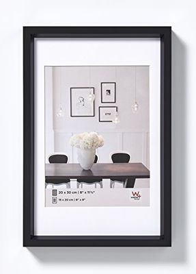 walther design Moldura para fotos preta 20 x 30 cm com passepartout, moldura de plástico Steel Style ES030B