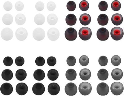 48 tapones de silicona de repuesto, color negro, gris, rojo, transparente, gris, 11/12/13 mm