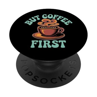 Citas divertidas de café, pero primera cita de café Shhh Coffee First PopSockets PopGrip Adhesivo