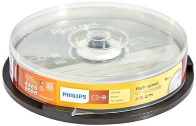 Philips CR7D5 NB10/00 CD-R - Discos vacios, 50 x 700 MB, 80 minutos, 10 piezas