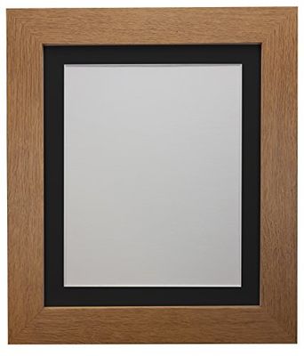 FRAMES BY POST London Picture Photo Poster Frame (39mm Wide x 15mm deep) 10" x 8" for Pic Size 7" x 5", Wood, Oak with Black Mount, 25.4 x 20.3 x 1.5 cm