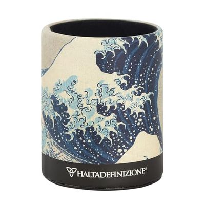 Franco Cosimo Panini Halta Definzione Desk Pen Holder with Hard Cardboard Outer Printed with a Kanagawa Artwork and Non-Slip Base, F.to 19.5 cm Height x 7 Diameter, Wave