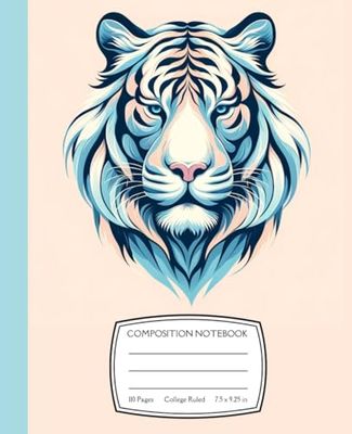 Composition Notebook: Tiger Portrait Illustration College Ruled, Elegant Modern Aesthetic Journal For College, Students, School, Work, Office, 7.5” x 9.25” 110 Pages