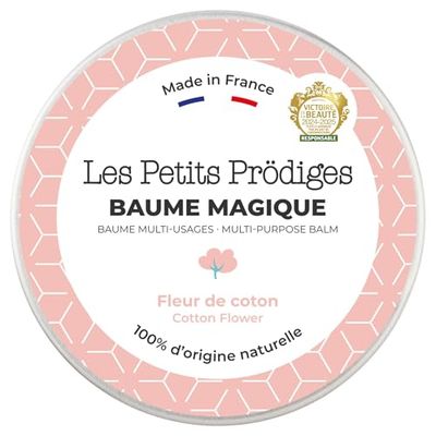 Baume Magique Multi Usages Fleur de Coton 30ml - Soin Hydratant Corps, Visage, Cheveux 100% Naturel Tout Type de Peau - Made in France Non Testé sur Animaux Emballage Recyclable - LES PETITS PRODIGES