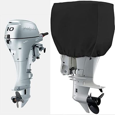 GaiRen Housse de Moteur Hors-Bord imperméable et résistante en Tissu Polyester épais jusqu'à 15 CV Noir