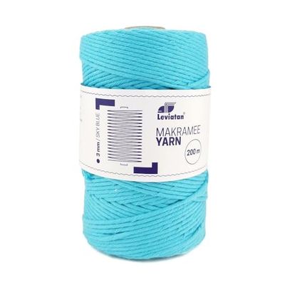D.RECT 110970 Cordón de macramé, Celeste, 200 m
