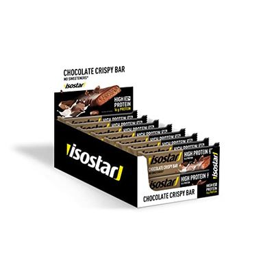 Isostar Barres High Protein 30 Chocolate Crispy - Barres Protéines Musculation - Énergie, Prise de Masse, Récupération - Sans Édulcorant - Sans Colorant - 1 Présentoir de 16 Unités (16 x 55 g)
