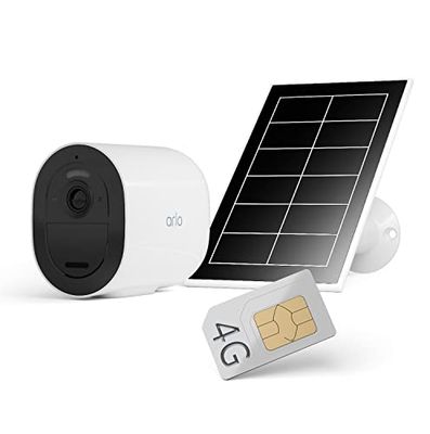 Arlo Go 2, Telecamera di Videosorveglianza con Pannello Solare, Connessione Wifi o LTE (scheda SIM), Archivio Locale Tramite Scheda SD, Allarme e Faro Integrati, 90 Giorni Secure Inclusi