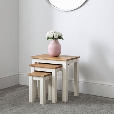 Julian Bowen Lot de 3 tables gigognes Coxmoor, blanc et chêne