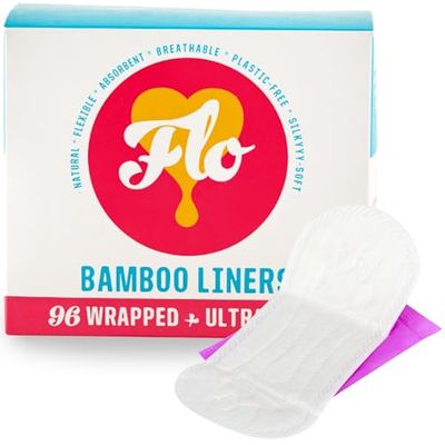 FLO Fino de bambu orgânico, embalado individualmente com Mega Pack (96 revestimentos diários)
