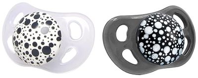 Twistshake Conjunto de 2 chupetes com étnico físico ortopédicos de silicone médico, chupetes em forma de ultramacio peito com orifícios de ventilação, para bebés 0-6 meses, sem BPA, preto / branco