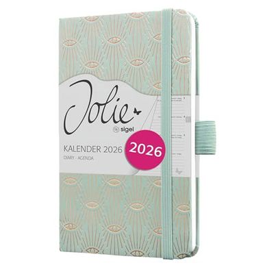 SIGEL J6356 Weekly planner Jolie 2026-1 year - approx. A6 - Mystic Aquamarin - 2 pages = 1 week - hardcover - 80 gsm - light blue - 174 p. - FSC-certified