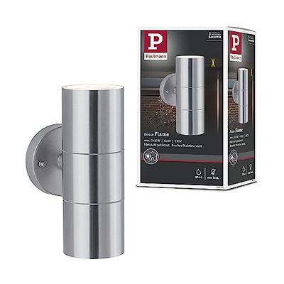 Paulmann 94331 Luminaire d'extérieur LED Flammé IP44 max. 2x10 watts appliques d'extérieur Acier brossé éclairage de jardin Acier inoxydable GU10