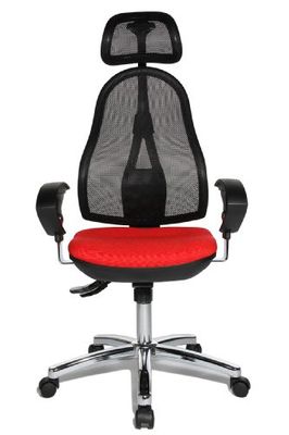 Topstar OP290UG21X Syncro Fotel Biurowy Obrotowy Open Point SY Deluxe z zagłówkiem/obiciem materiałowym, czerwone