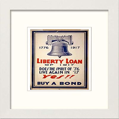 Lumartos, Vintage Poster Liberty Yes Contemporary Home Decor Wall Art Print, White Frame, 12 x 12 Inches