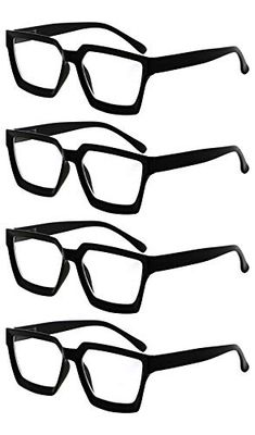 Eyekeeper 4 Pack Reading Glasses Women Oversize Frame Ladies Readers - Black +1.00