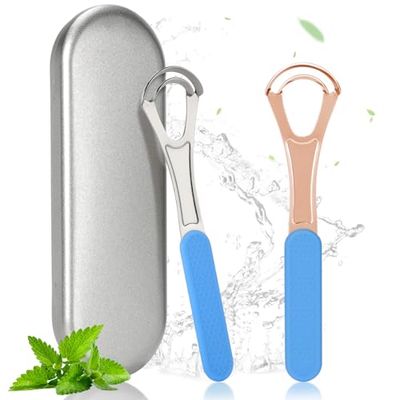 Zivacate 2pcs Raschietto Lingua, Spazzola per Lingua, Raschia Lingua in acciaio inox, Pulizia Lingua, Spazzolino per la Lingua, Tongue Scraper per Lingua, Trattamento per l'alitosi Adulti e Bambini