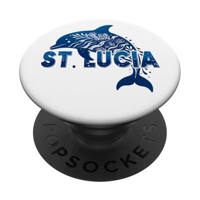 Santa Lucía Delfín Azul Mar Caribe Naturaleza Vida Marina PopSockets PopGrip Adhesivo