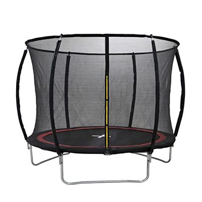 Dunlop trampoline 12FT - 366 x 80 cm - tuintrampoline met veiligheidsnet 250 cm - incl. trampoline randafdekking, trampoline veren, poten en bevestigingsmateriaal - max. 150 kg - zwart/rood