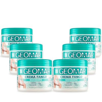GEOMAR - Straffende Schlammcreme gegen Cellulite-Unvollkommenheiten, 95% Natürlicher Herkunft mit Tris Salzen (Meersalz, Epsom und Totes Meer), Ohne Umwälzung, Made in Italy, 6 x 450 ml