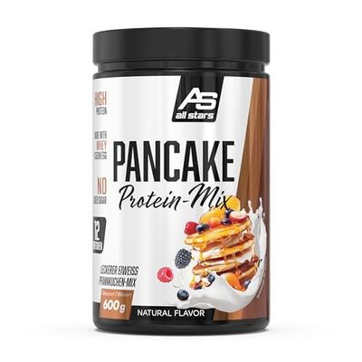 All Stars PANCAKE PROTEIN-MIX Boîte de 600 g de protéines de Whey Protein pour la cuisson de pancakes I Poudre protéinée pauvre en graisse et pauvre en sucre I crêpes avec 25 g de protéines par portion I Mélange de pâtisserie fitness