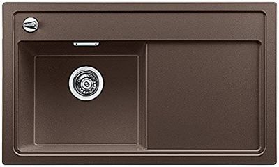 Blanco zenar 45 S, cocina fregadero, SILGRANIT Puradur Incluye Tabla de cortar de madera, platillos Izquierda, Marrón, 519229