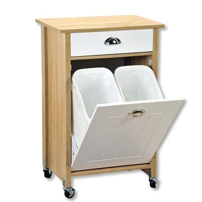 Kesper |Chariot de Cuisine avec système de tri sélectif, matériau : Panneau de Fibres, Dimensions : L 50 x H 78,5 x P 37 cm, Couleur: Marron, Blanc | 25508 13