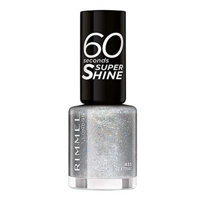 Rimmel 60 Seconds Glitter Nail Polish, 833 Extra, 8 ml