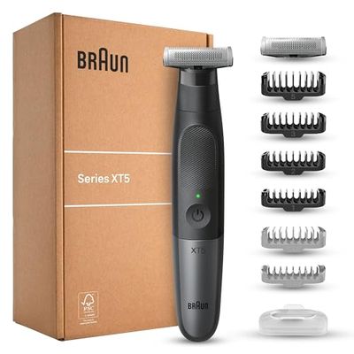 Braun Series X RASOIO ELETTRICO BARBA E Capelli, REGOLABARBA UOMO Con Rifinitore per Rasatura Uomo, lama 4D E Protezione SkinShield, Imballaggio Riciclabile, Idea Regalo, XT5270 Nero