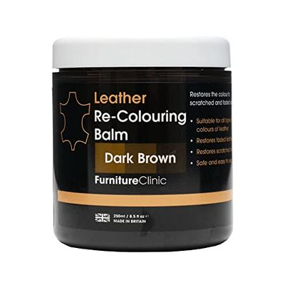Furniture Clinic. Bálsamo recolorante para Cuero - Restaurador del Color del Cuero para Muebles, para Cuero de sofá Desgastado y Rayado, automóviles (marrón Oscuro)