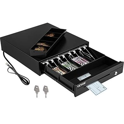 VEVOR Cajón de Efectivo Tipo de Accionamiento 13" Cajón Portamonedas 12V Caja Registradora de Punto de Venta 33,6 x 36,8 x 8 cm Bandeja para Cajón de Dinero Cajón de Caja Registradora Bandeja