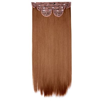 Lullabellz Lot de 5 extensions de cheveux raides super épais à clipser, 55,9 cm de long, mélange auburn