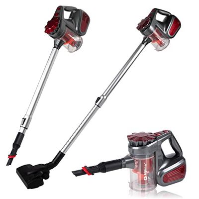 alpina Handstofzuiger, 3-in-1, snoergebonden, 600 W, zakloze stofzuiger, combiborstel en vloerborstel, rood, grijs