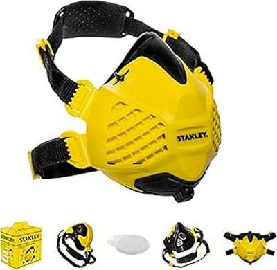 STANLEY Mascarilla antipolvo reutilizable P3 con tecnología Face-Fit-Check y filtro integrado de 99,99% P3, talla S/M