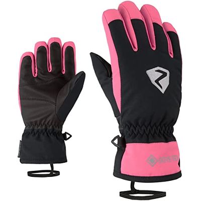 Ziener Larino Guanti da Sci, Unisex, per Bambini, Unisex - Bambini, 801969, Nero, Rosa (Pink Dahlia), 7