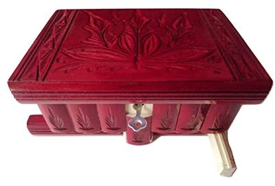 Scatola di gioielli scatola di puzzle magico rosso speciale tesoro mistero segreto vano di stoccaggio scatola di legno decorazioni per la casa rompicapo