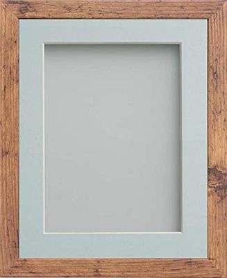 Frame Company Allington Rustic Photo Frame with Light Blue Mount, 6x4 for 4x3 inch, fitted with perspex