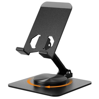 Euqvunn Support Téléphone Bureau [Rotation à Clic 360°], Réglable en Hauteur Multi-Angles Porte Telephone, Pliable Telephone Bureau, Universel pour Tous Les Téléphones et Tablettes Phone Holder