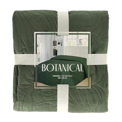 ESSEX - Bedspread 200 x 220 cm, Ideal for Bedroom, Bed Throw Soft and Comfortable, Modern Quilting - Botanical, Green