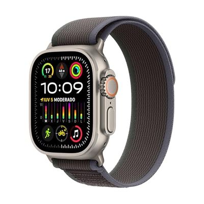 Apple Watch Ultra 2 [GPS + Cellular] Smartwatch con Caja de Titanio Resistente de 49 mm y Correa Loop Trail Azul/Negra - Talla M/L. Monitor de entreno, GPS de Alta precisión, Neutro en Carbono
