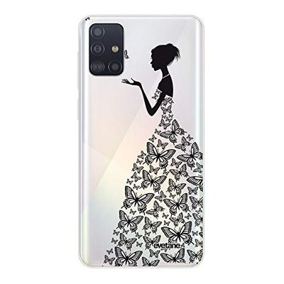 Evetane Custodia compatibile con Samsung Galaxy A71 360 Custodia protettiva integrale anteriore resistente sottile durevole trasparente farfalla silhouette design alla moda