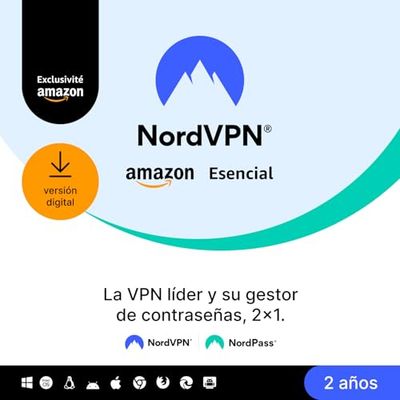NordVPN Amazon Esencial, 2 años, VPN y gestor de contraseñas, código digital