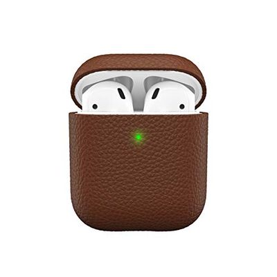 Keybudz Artisan Étui de Protection en Cuir véritable pour Apple AirPods Marron