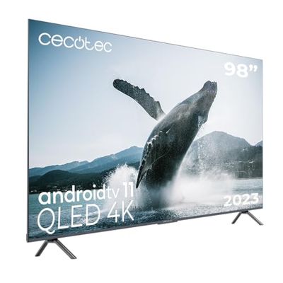 Cecotec Televisore QLED 98" Smart TV Serie V3+ VQU30098+S, 4K UHD, Android TV 11, Frameless, Assistente vocale Google e Chromecast, Dolby Vision & Atmos, HDR10, HBBTV, 2023.