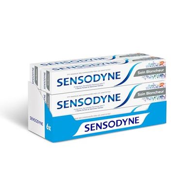 Sensodyne Dentifricio - Cura bianchezza, protezione completa 24 ore contro la sensibilità dentale con azione bianchezza, confezione da 6 x 75 ml