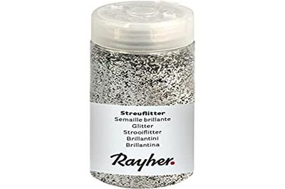 Rayher Brilhantina, prata, frasco de 110 g, PET