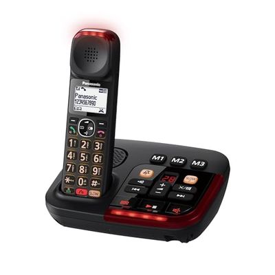 Panasonic KX-TGM420 Téléphone Numérique sans Fil Répondeur Numérique, Base et Combiné Simple, LCD, Volume Fort, Mode Conversation Lente, Compatible Appareils auditifs, Bloque Appels Indésirables, Noir