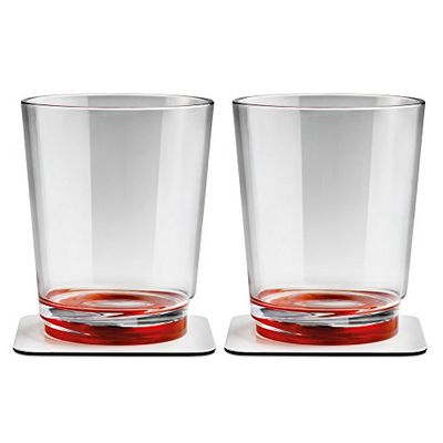 Silwy magneetglas 250 ml met onderzetter set van 2 rood