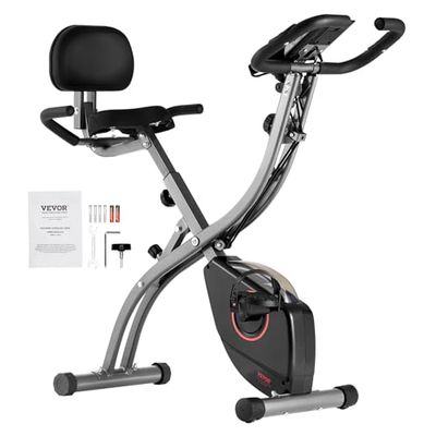 VEVOR Hometrainer, inklapbaar, verticaal, fitness, met verstelbare magneetweerstand, voor hometraining, comfortabel zitkussen, lcd-monitor, 615 x 515 x 1280 mm